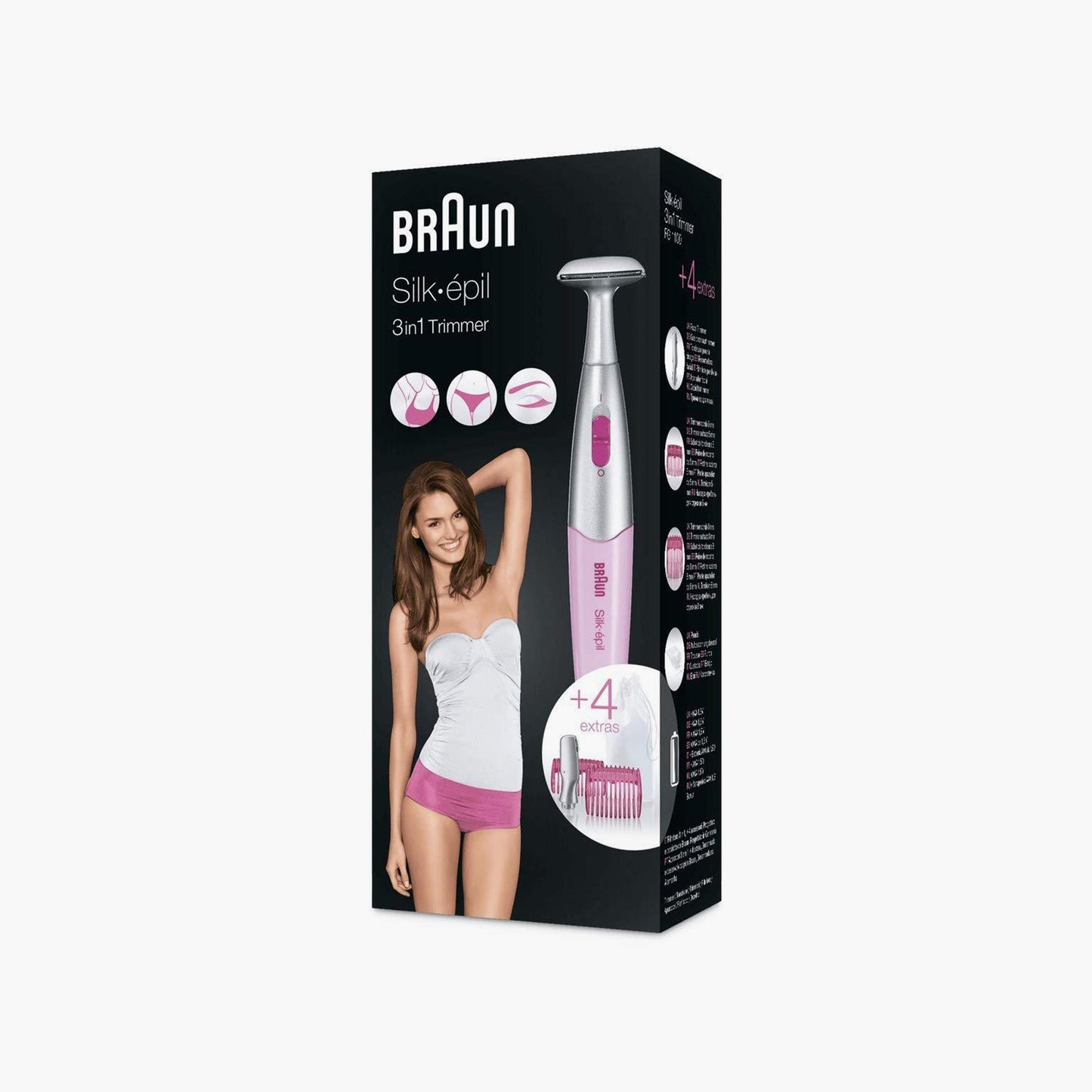 Braun Silk-epil 3in1 Bikini Trimmer FG 1100 with 4 extras including high precision head, pink.