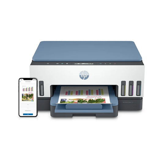 HP Smart Tank 725 All-in-One Ink Tank Printer wireless, Print, Scan, Copy, Auto Duplex Printing, Print up to 18000 black or 8000 color pages, White-Blue [28B51A]