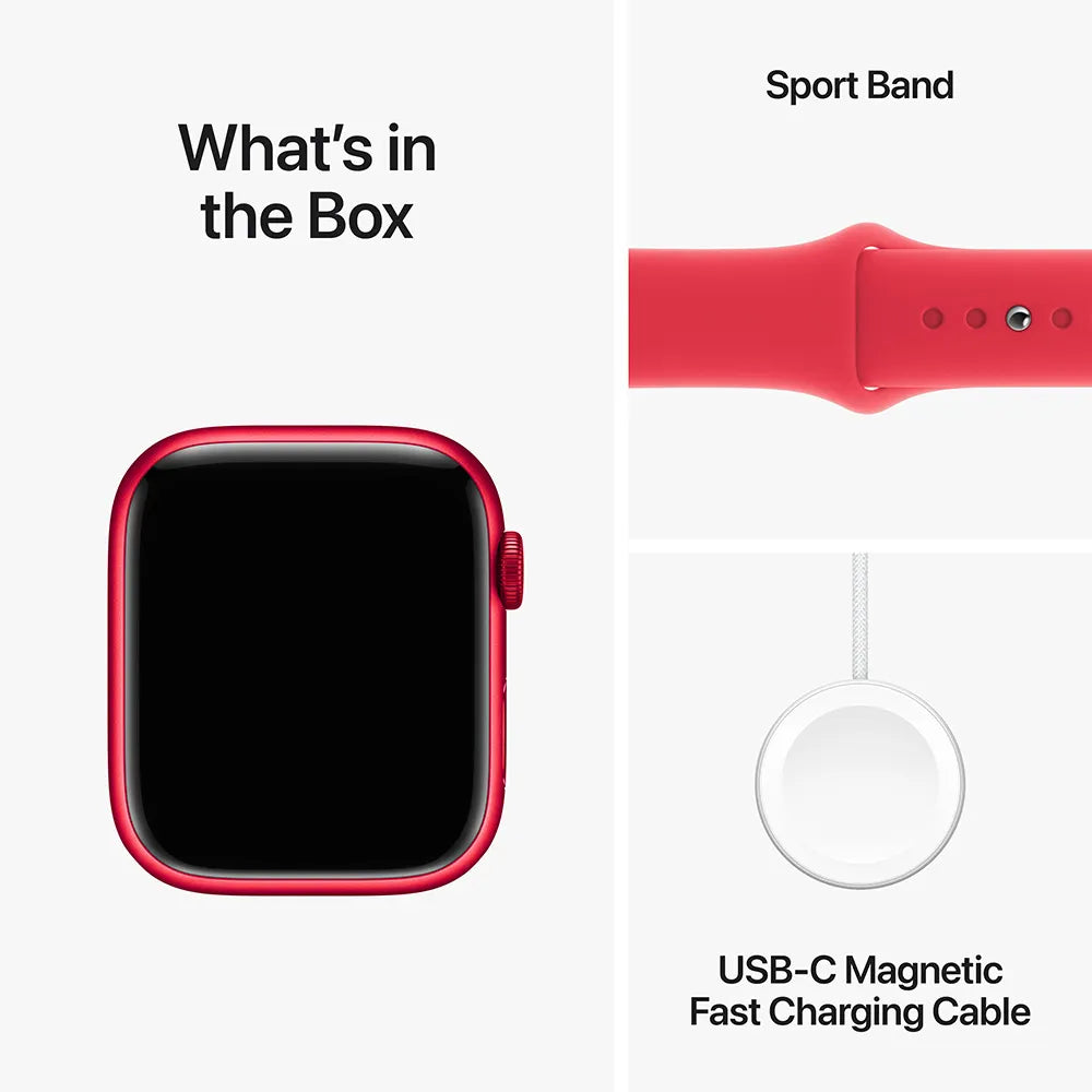Apple Watch Series 9 GPS 41mm (PRODUCT)RED Aluminium Case with (PRODUCT)RED Sport Band - Medium/Large (MRXH3QA/A)