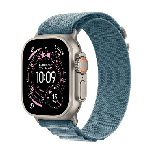 Apple Watch Ultra 3 GPS + Cellular 49mm Natural Titanium Case with Light Blue Alpine Loop - Small (MEWK4AF/A)