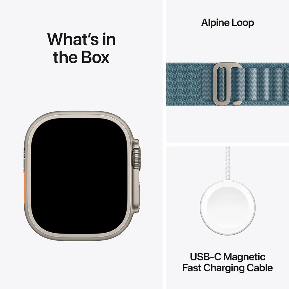 Apple Watch Ultra 3 GPS + Cellular 49mm Natural Titanium Case with Light Blue Alpine Loop - Small (MEWK4AF/A)