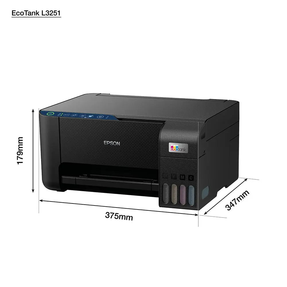 EPSON EcoTank L3251 Home ink tank printer A4, colour, 3-in-1 printer with WiFi and Smart Panel App - Black