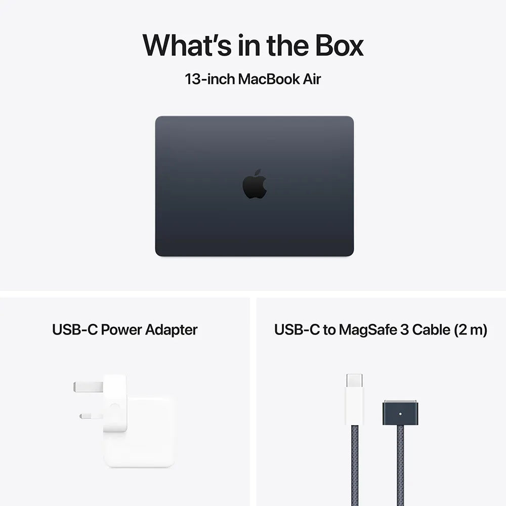 Apple MacBook Air (2025) 13-inch M4 chip with 10-core CPU and 10-core GPU, 16GB RAM, 512GB SSD Arabic - Midnight