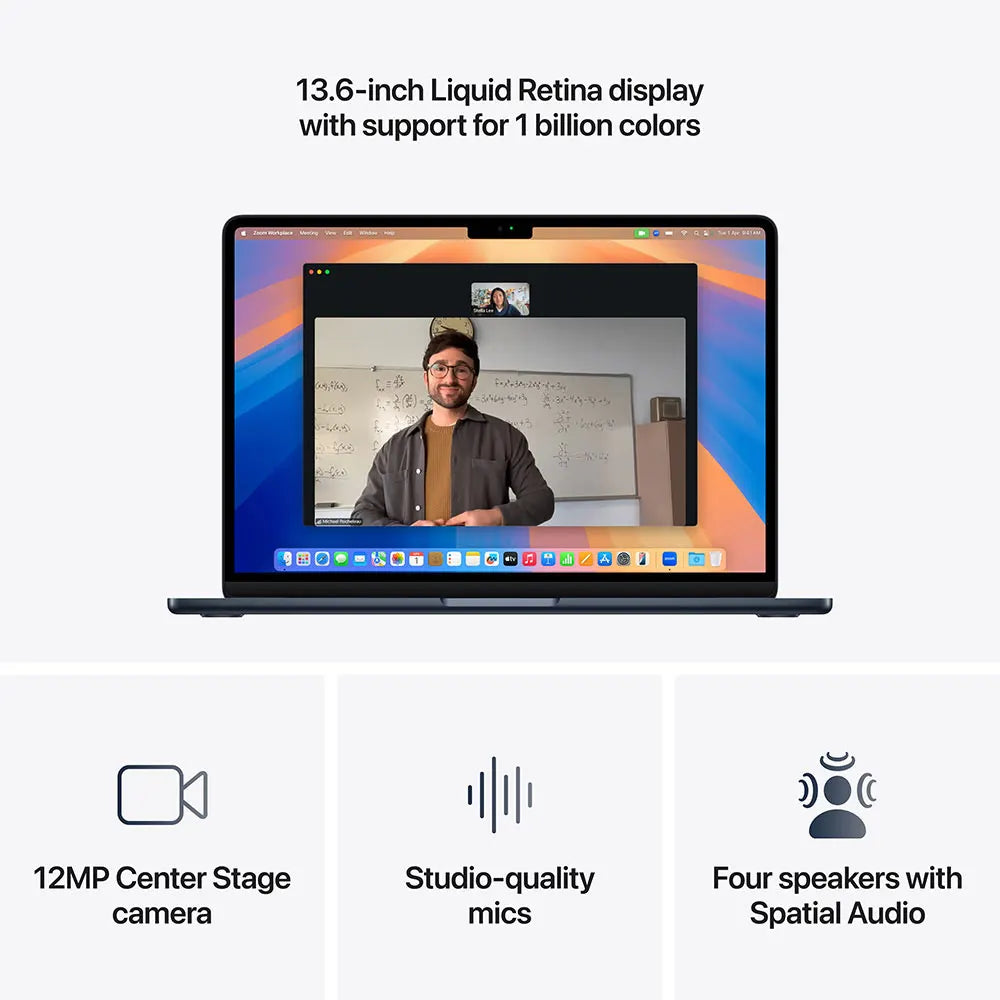 Apple MacBook Air (2025) 13-inch M4 chip with 10-core CPU and 10-core GPU, 16GB RAM, 512GB SSD Arabic - Midnight